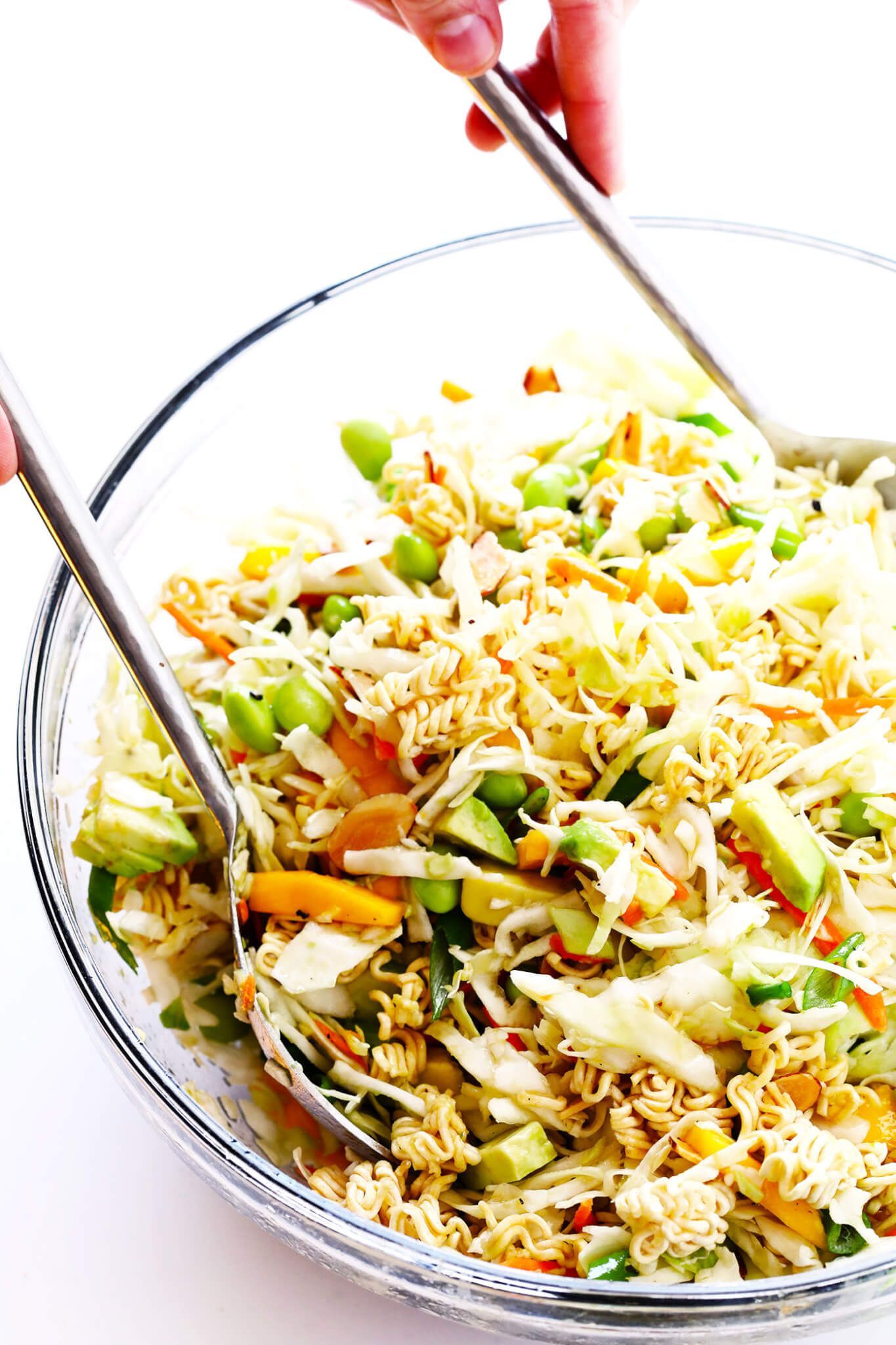 Asian cabbage salad with ramen noodles