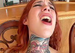 Tattooed yellow blowjob dick and anal