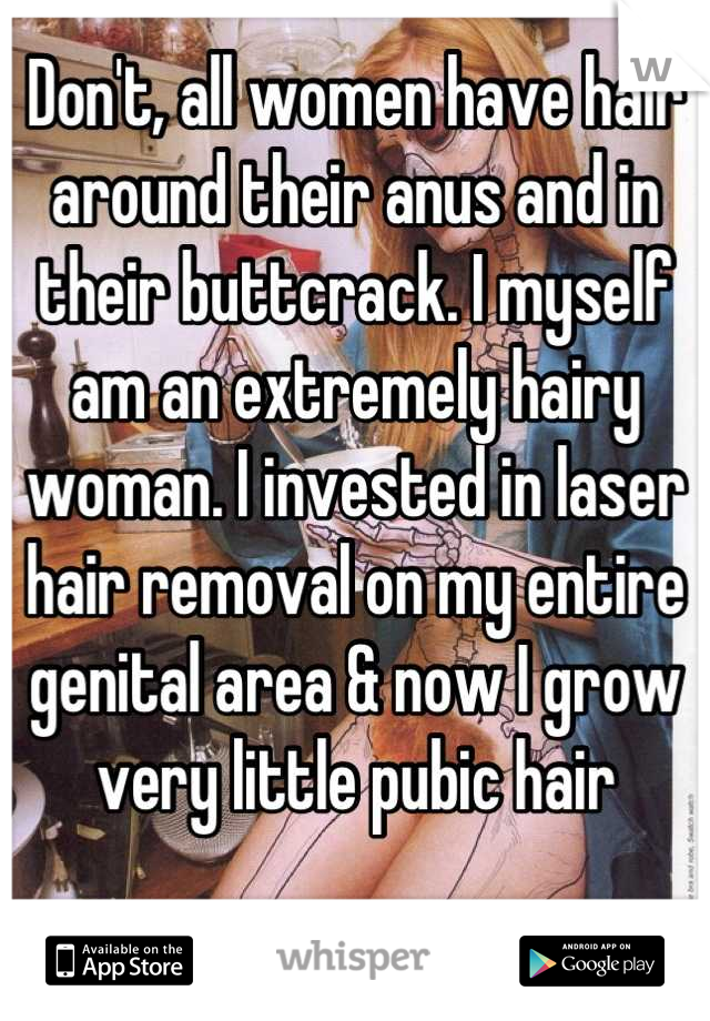 Hairy female butt crack