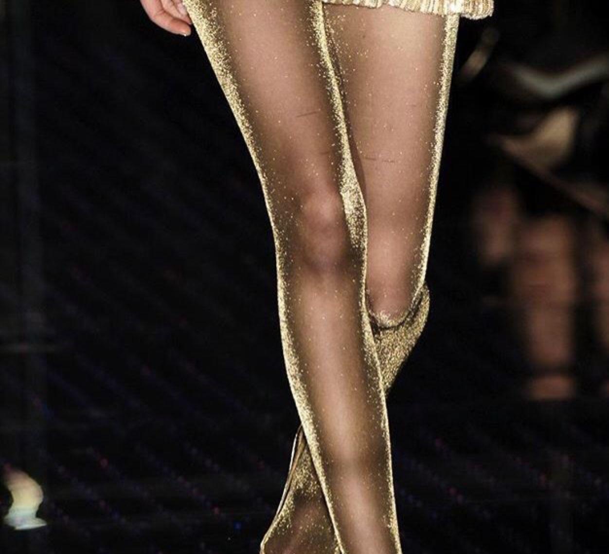 Gold shimmer pantyhose