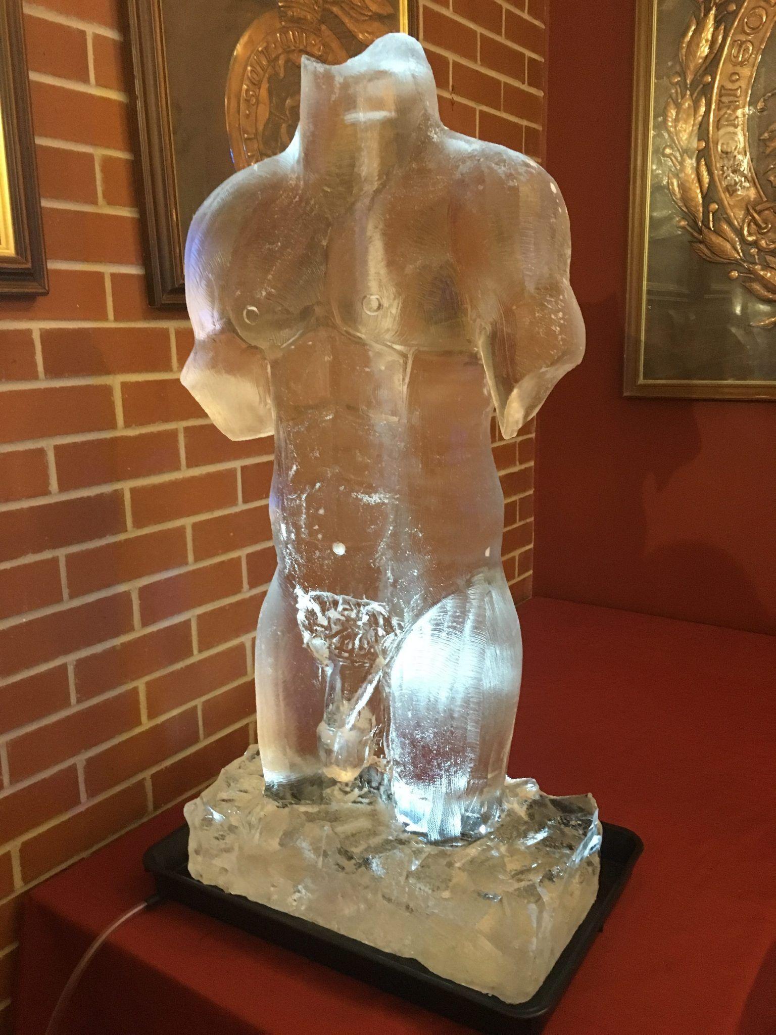 Cock ice sculpture