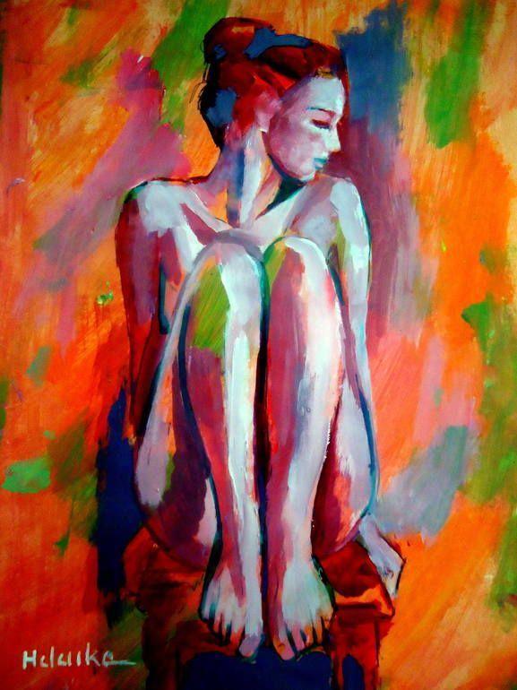 Abstract nude paint painting woman
