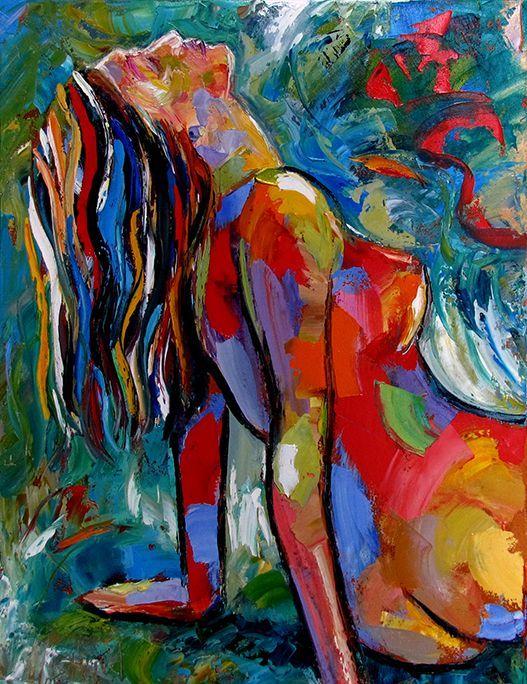 Abstract nude paint painting woman