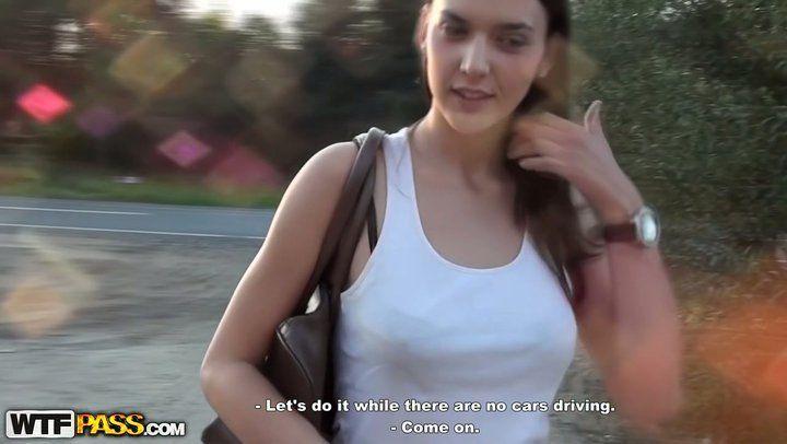 best of Video Teens Brunette shows her tits off outdoors.