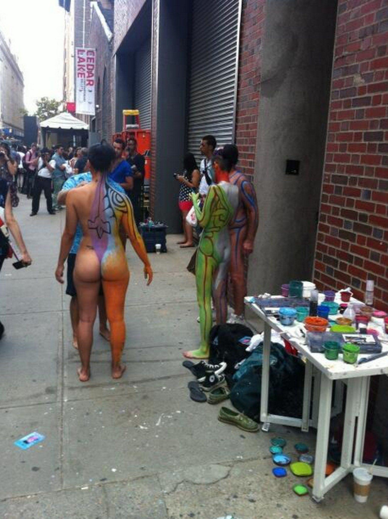 Naked guy with painted butt