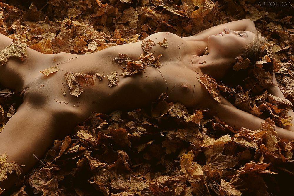 Art nude autumn leaves