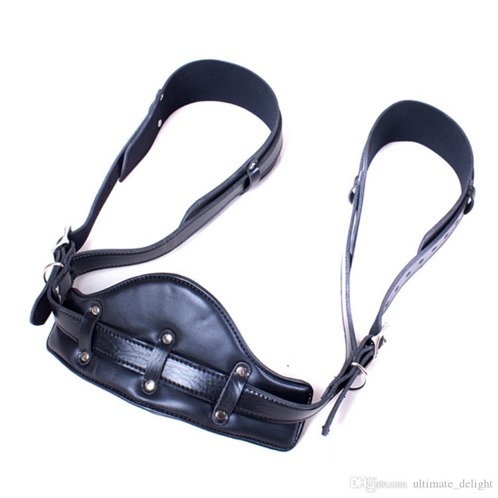 Thigh neck leather bondage restraint
