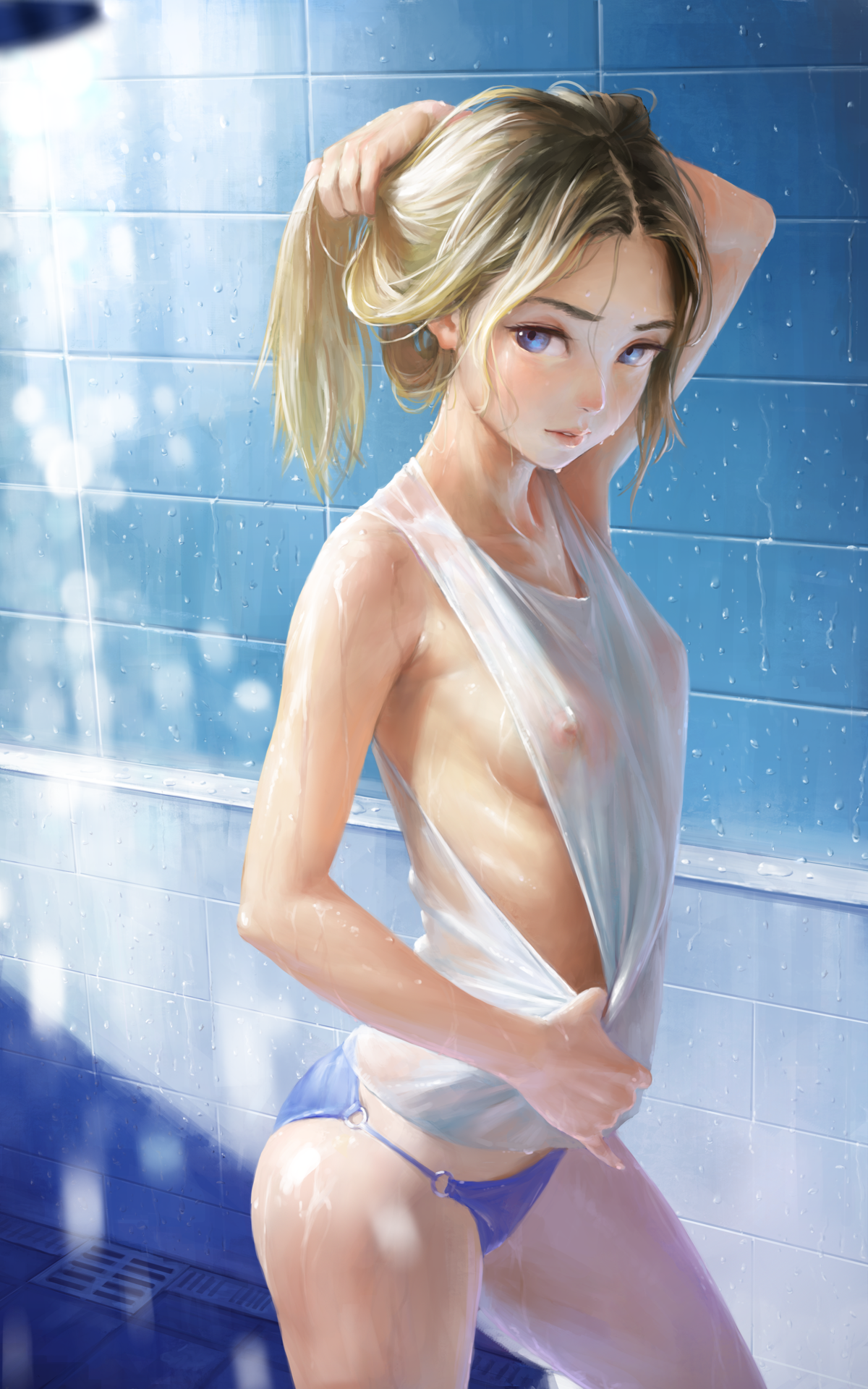 Multiple sexy big breasted anime girl naked in the shower Anime Art Naked Nude Best Porno